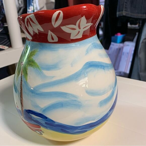HausenWare Island Beach Pitcher Palm Trees Surf Boards Station Wagon Gorgeous - Picture 3 of 8